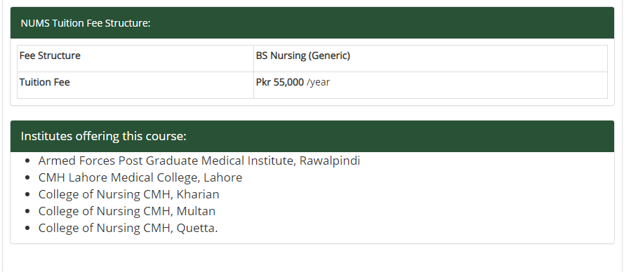 BS Nursing (Generic) National university of medical Sciences