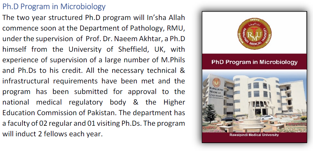 Rawalpindi Medical University P.hd Program in Microbiology