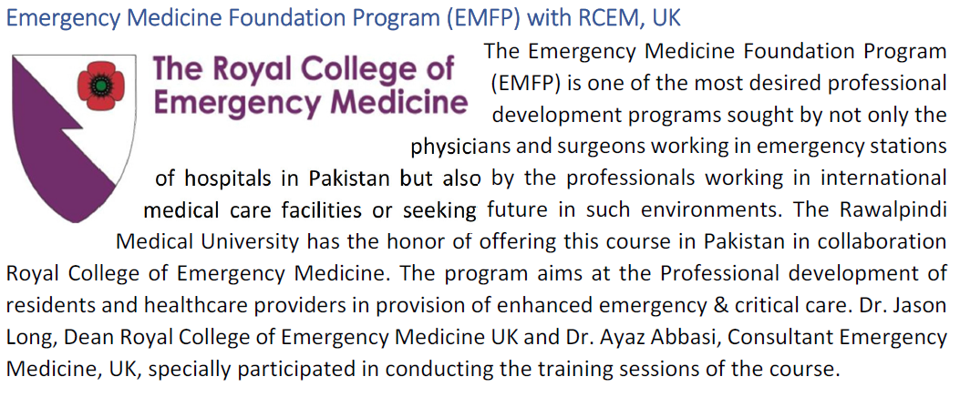 Rawalpindi Medical University Emergency Medicine Foundation Program (EMFP)