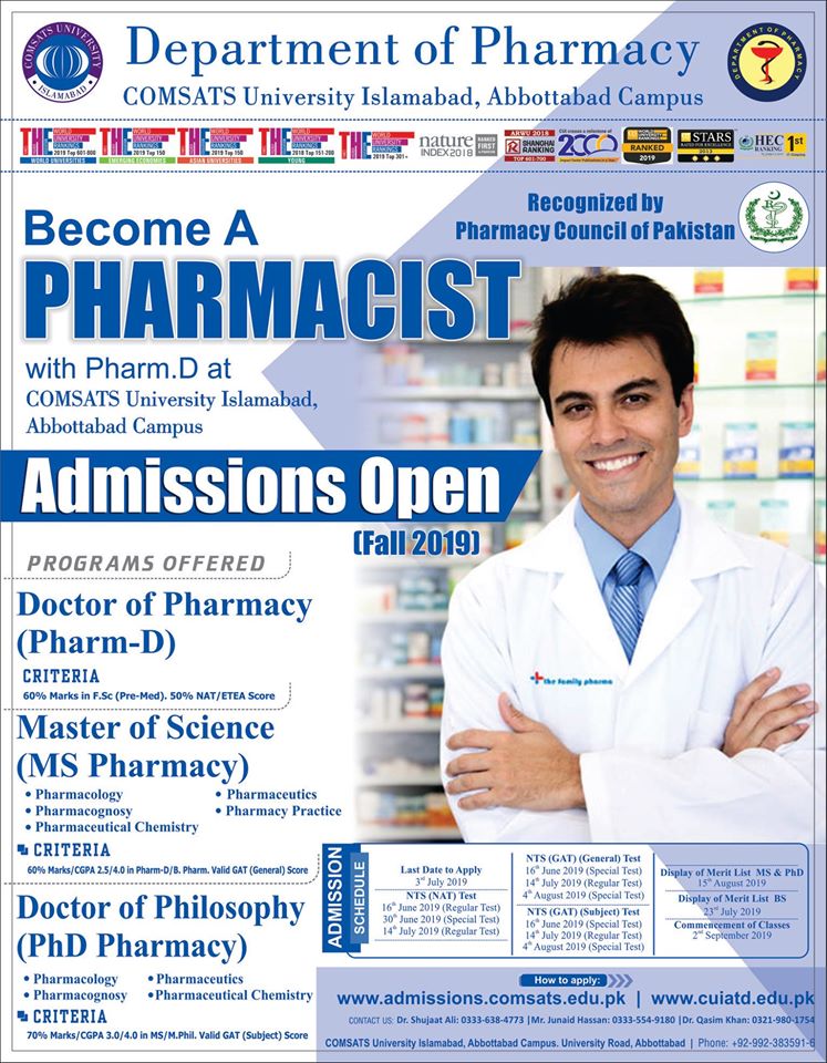 Department of Pharmacy, COMSATS Institute of Information Technology, Abbottabad.