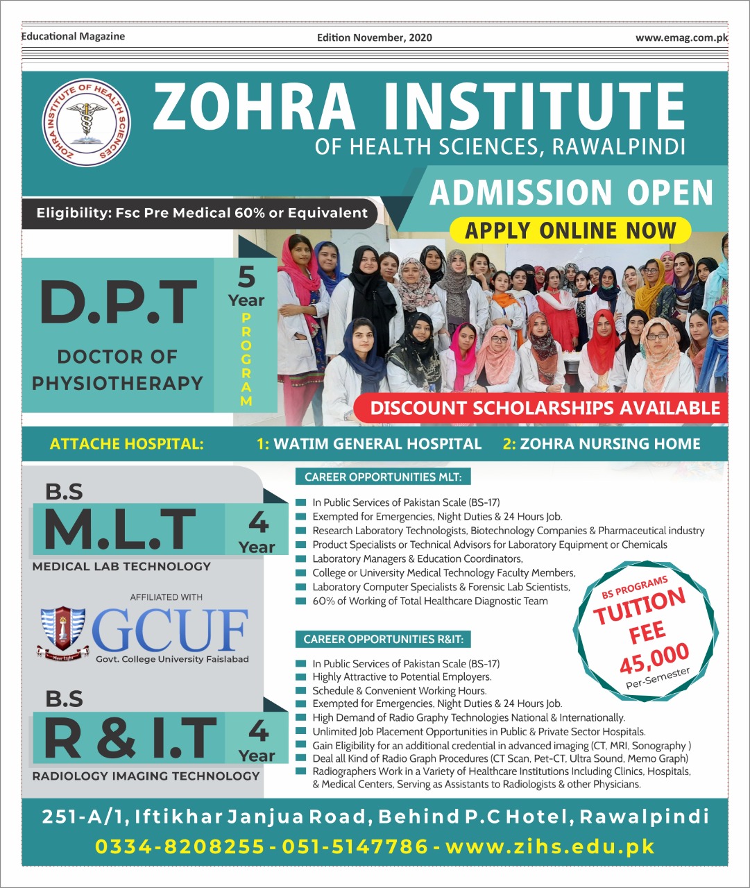 (MLT) Medical lab technology in zohra institute ofhealth sciences admission 2020